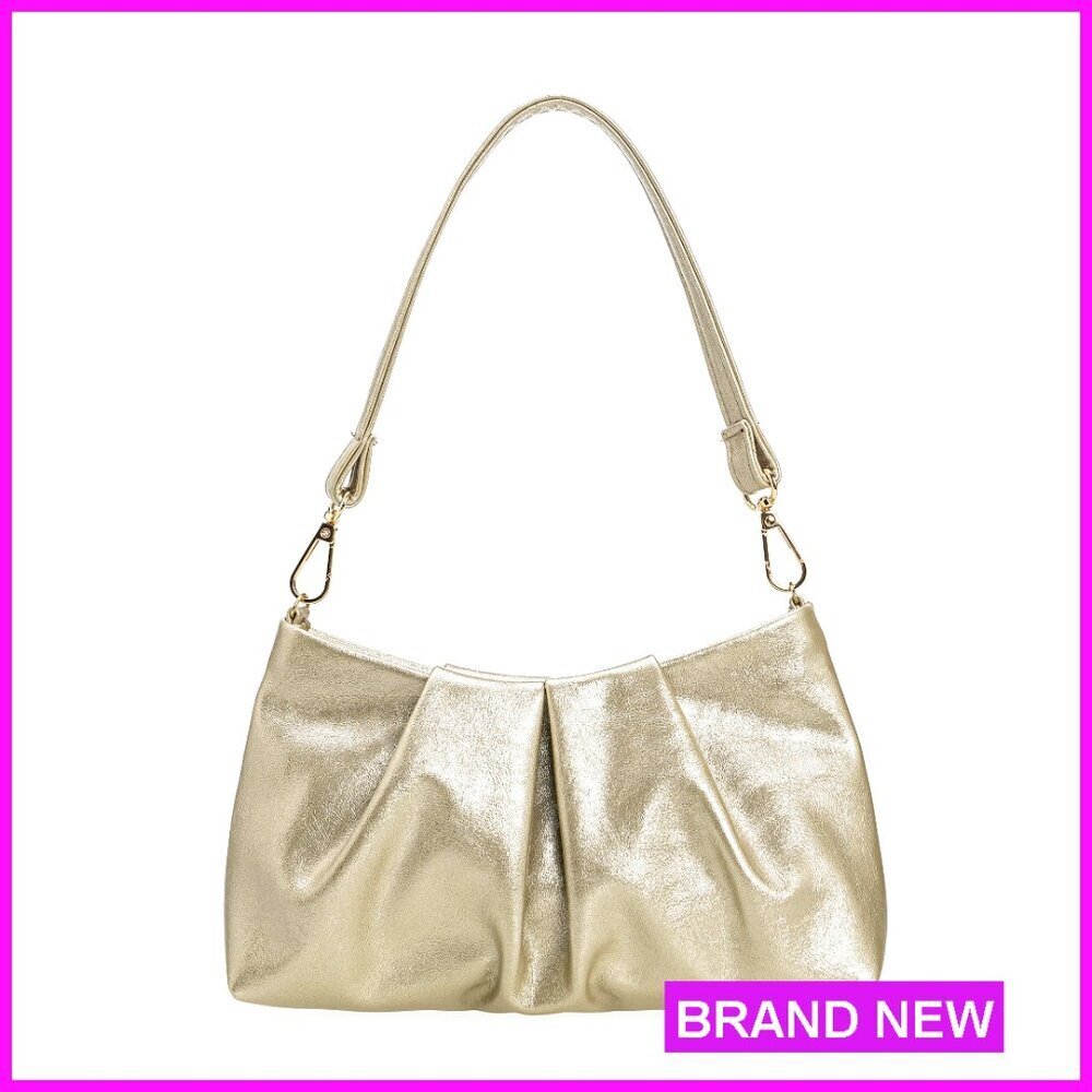 Pleated PU Clutch Evening Purse Formal Faux Leather Shoulder Handbag Elegant